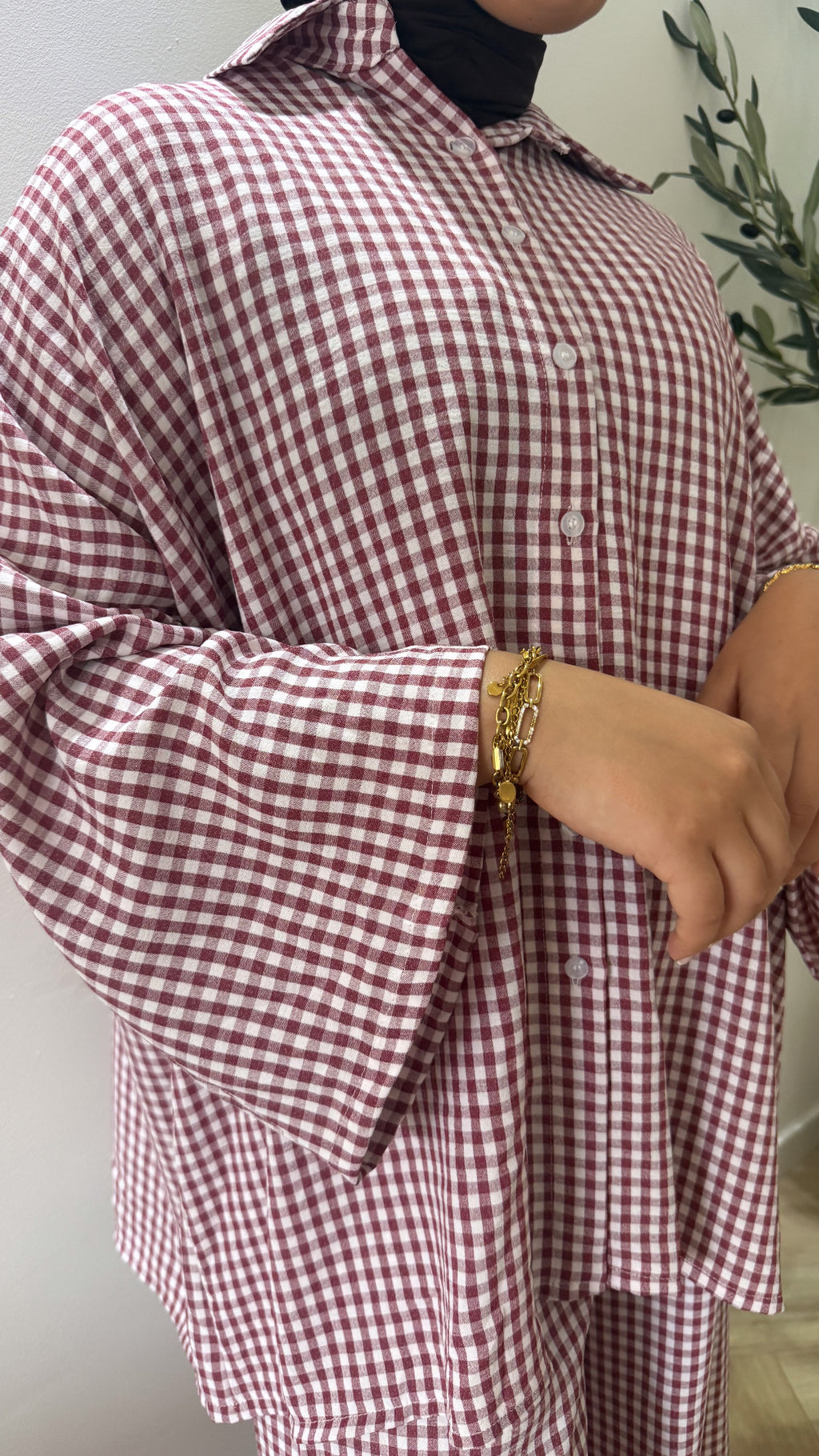 Checked twinset - Bordeaux