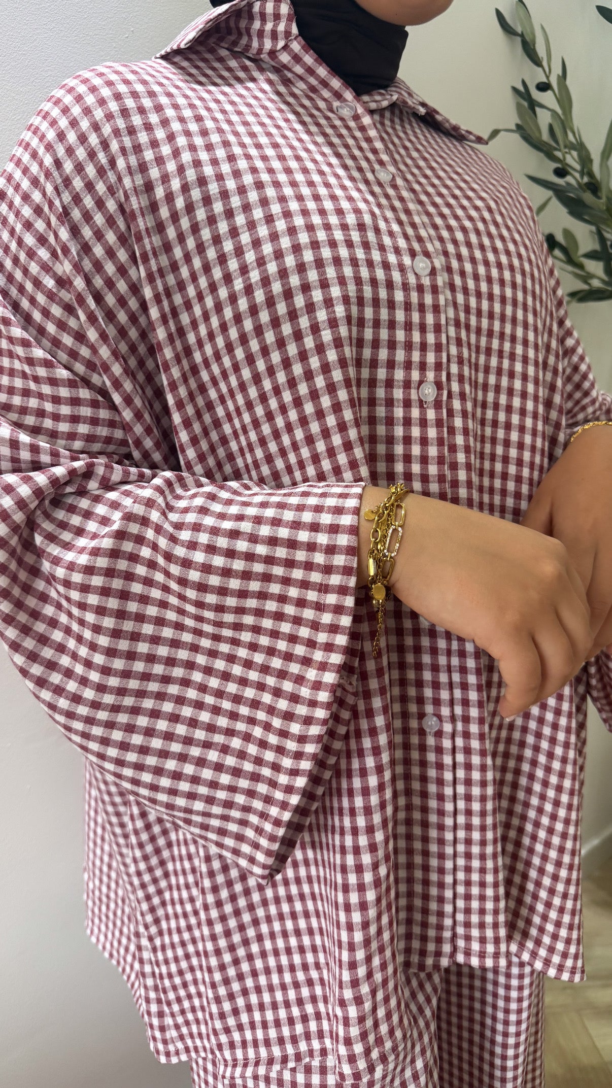 Checked twinset - Bordeaux