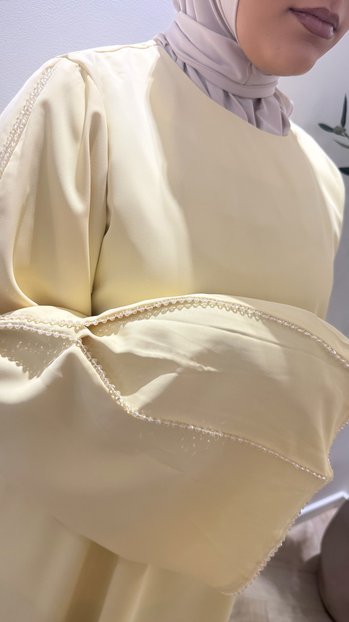 Elegance Abaya - Butter Yellow