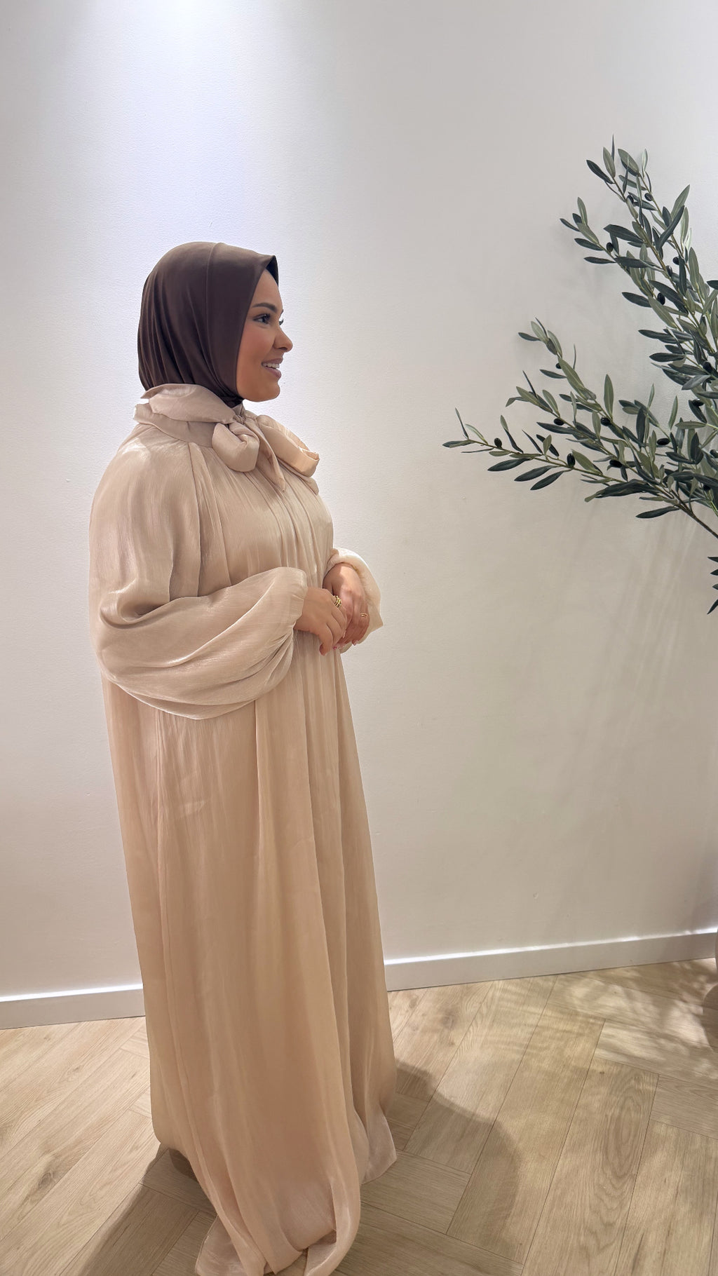 Satin dress - taupe