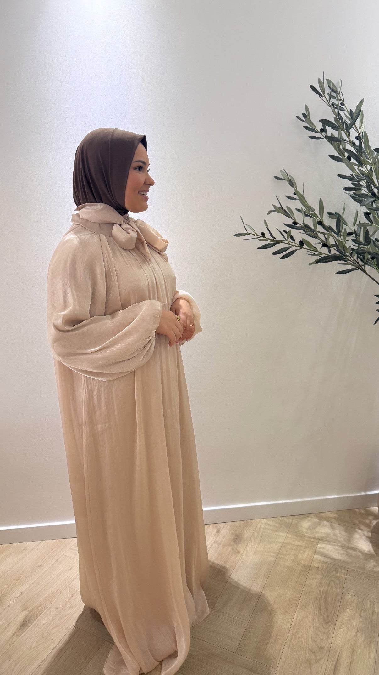 Satin dress - taupe