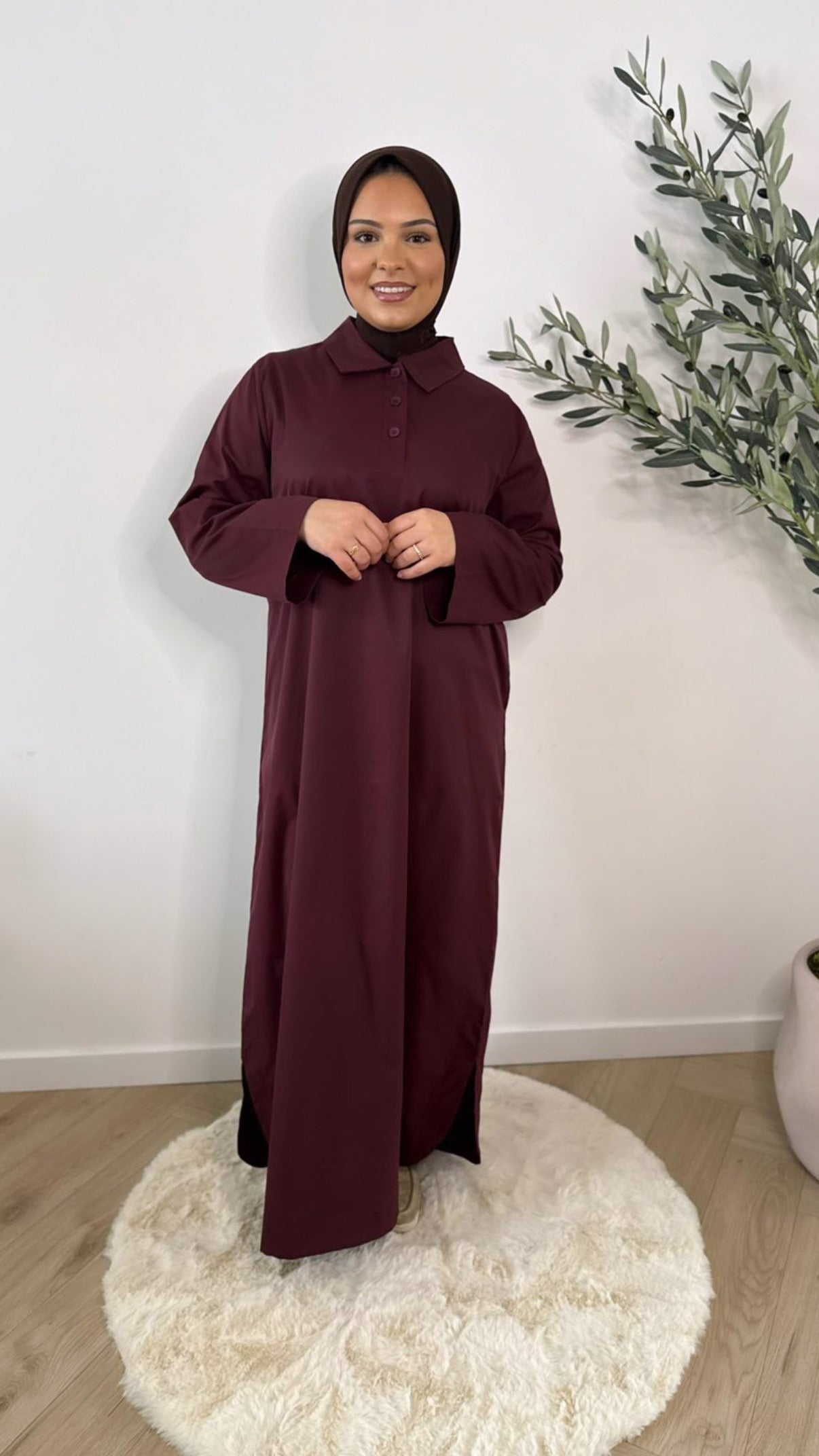 Classic button dress - Bordeaux