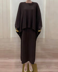 Drape poncho set - brown