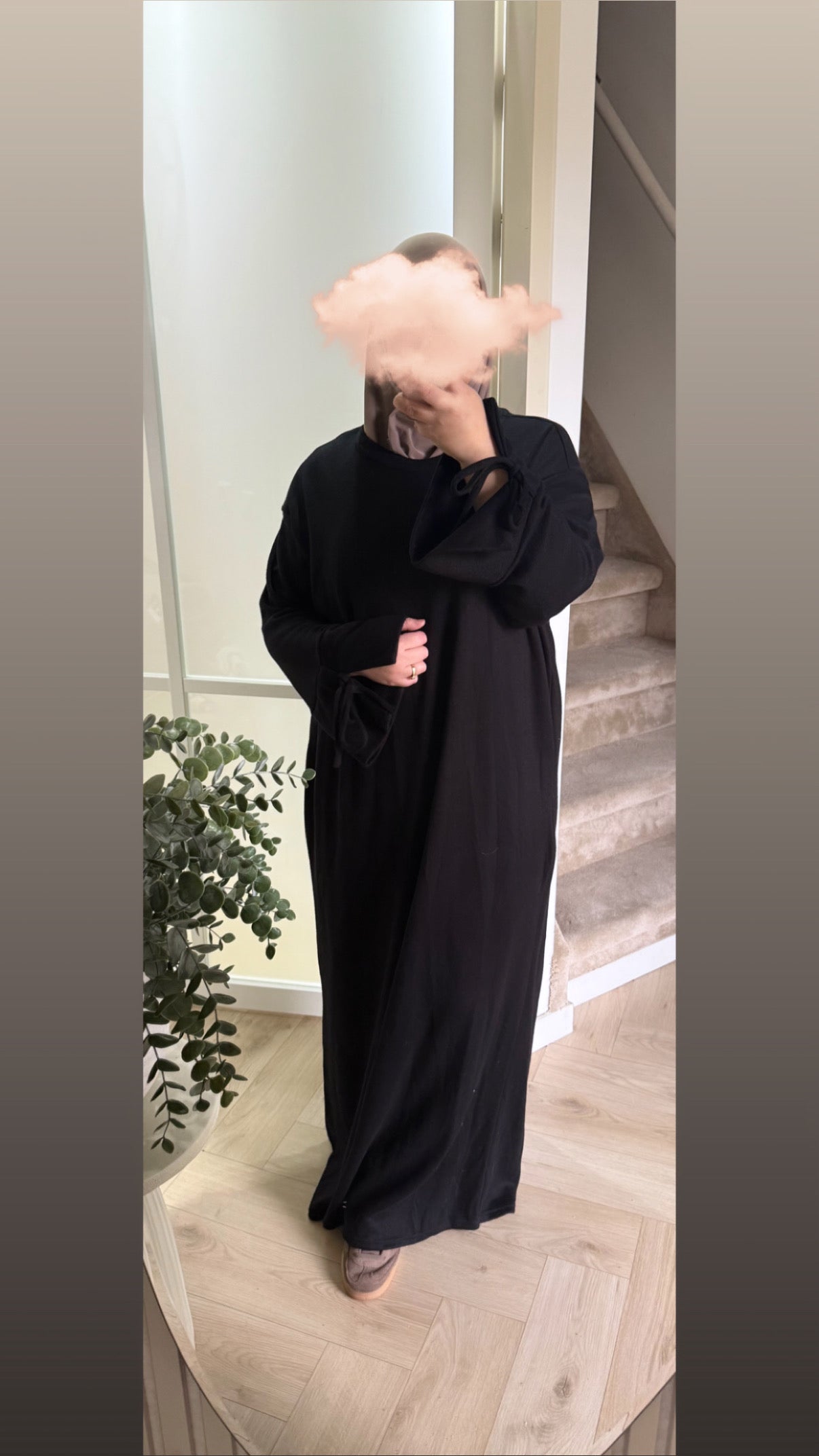 Tie sleeve dress - zwart