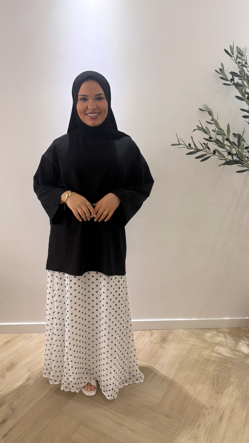 Polka skirt - white