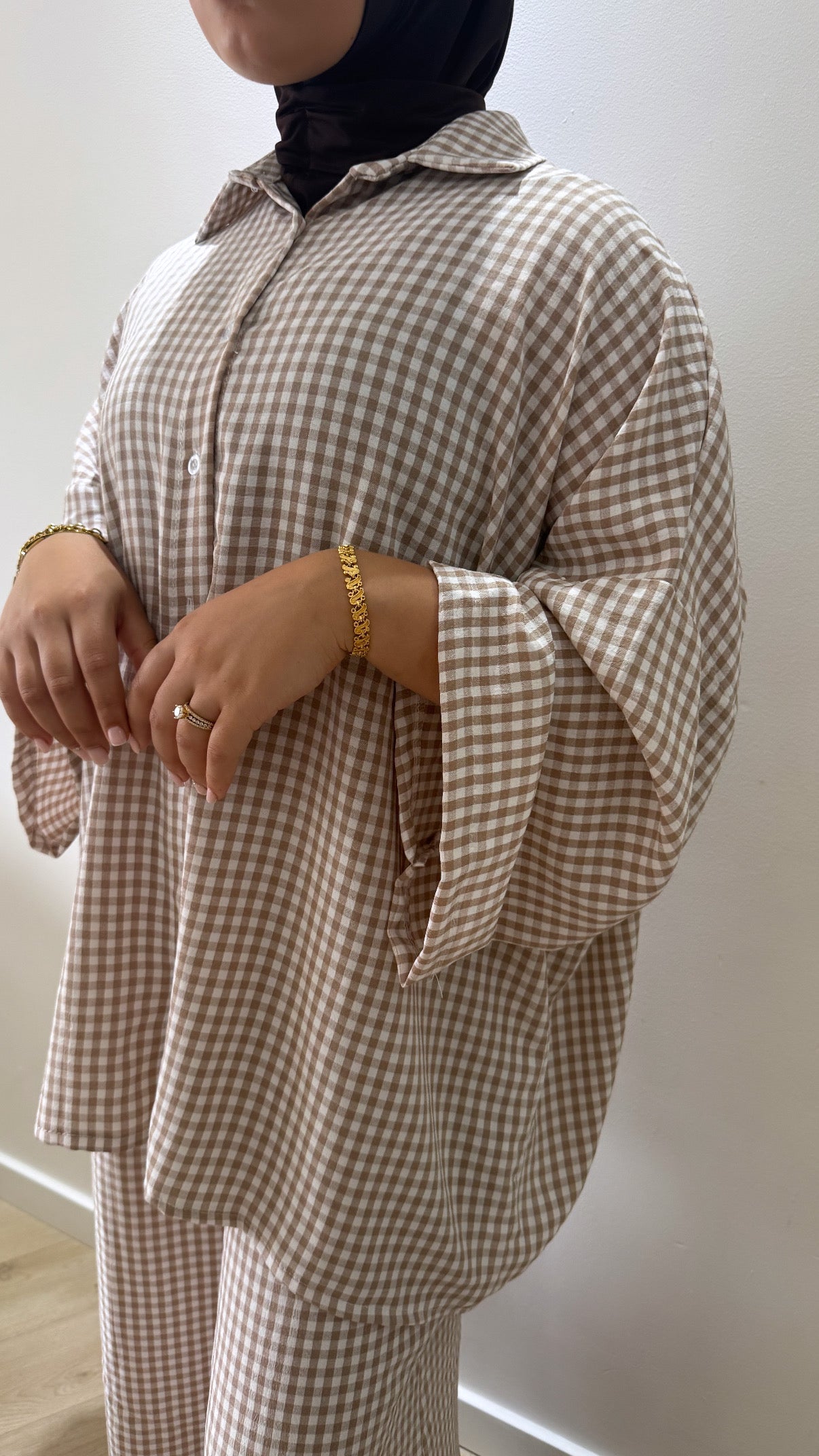 Checked twinset - beige
