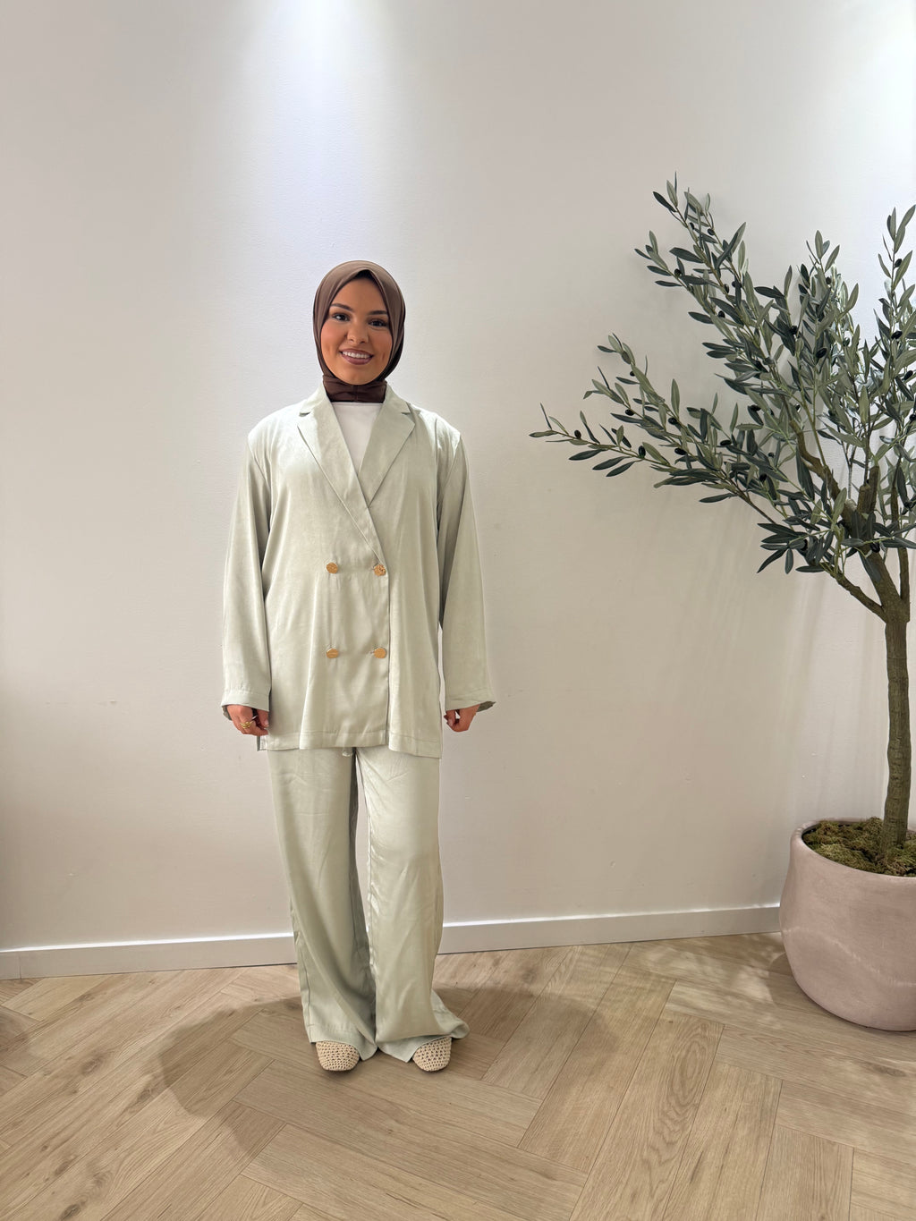 Satin twinset - mint