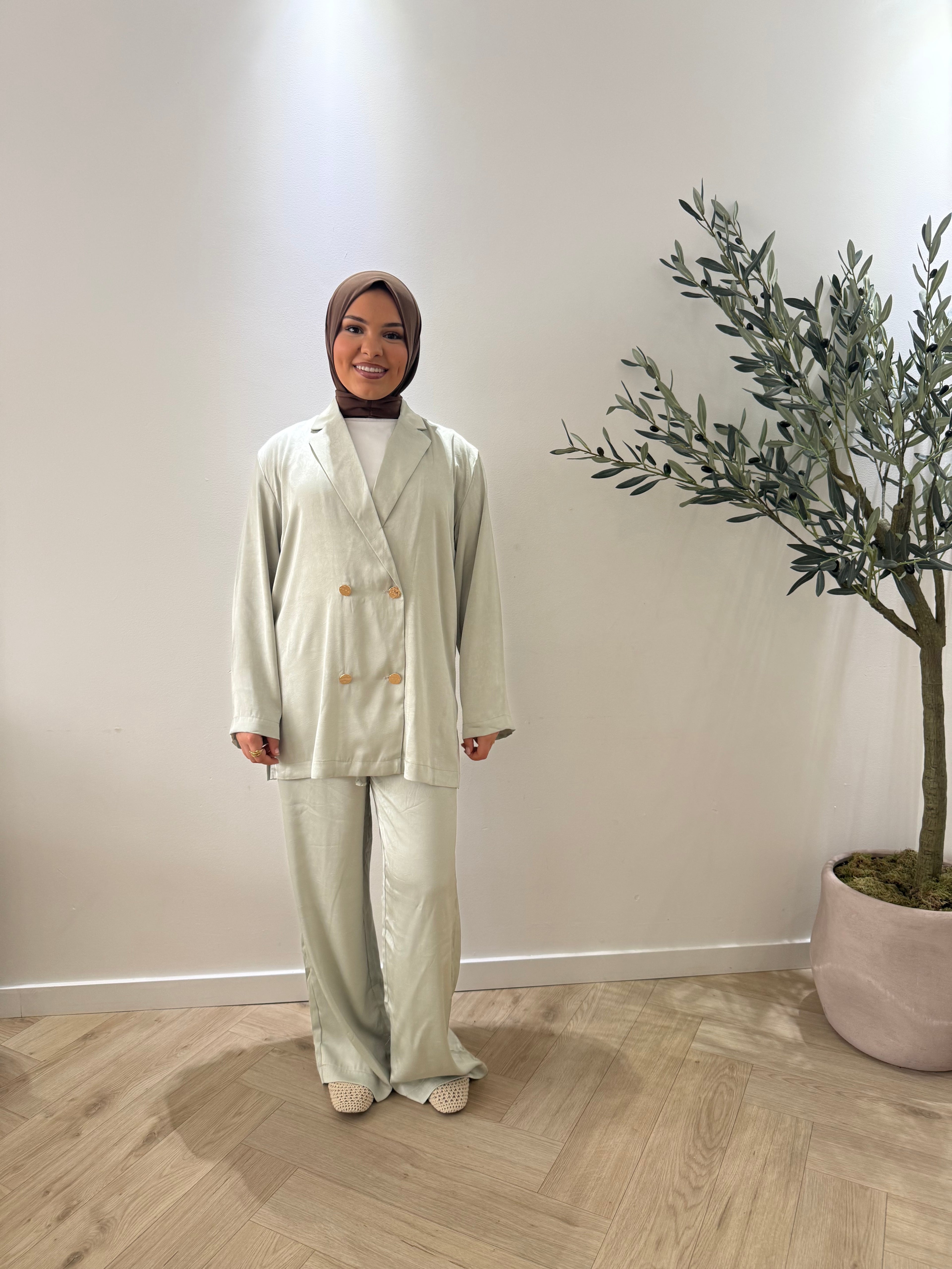 Satin twinset - mint