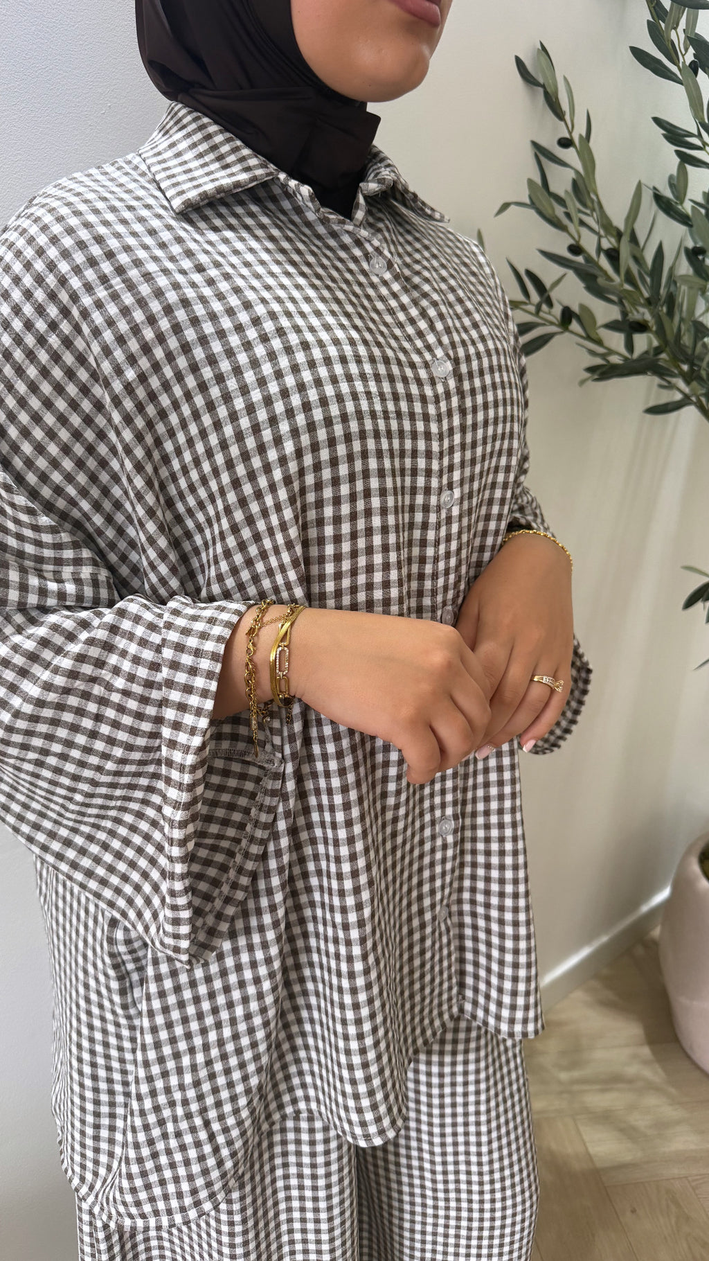 Checked twinset - brown