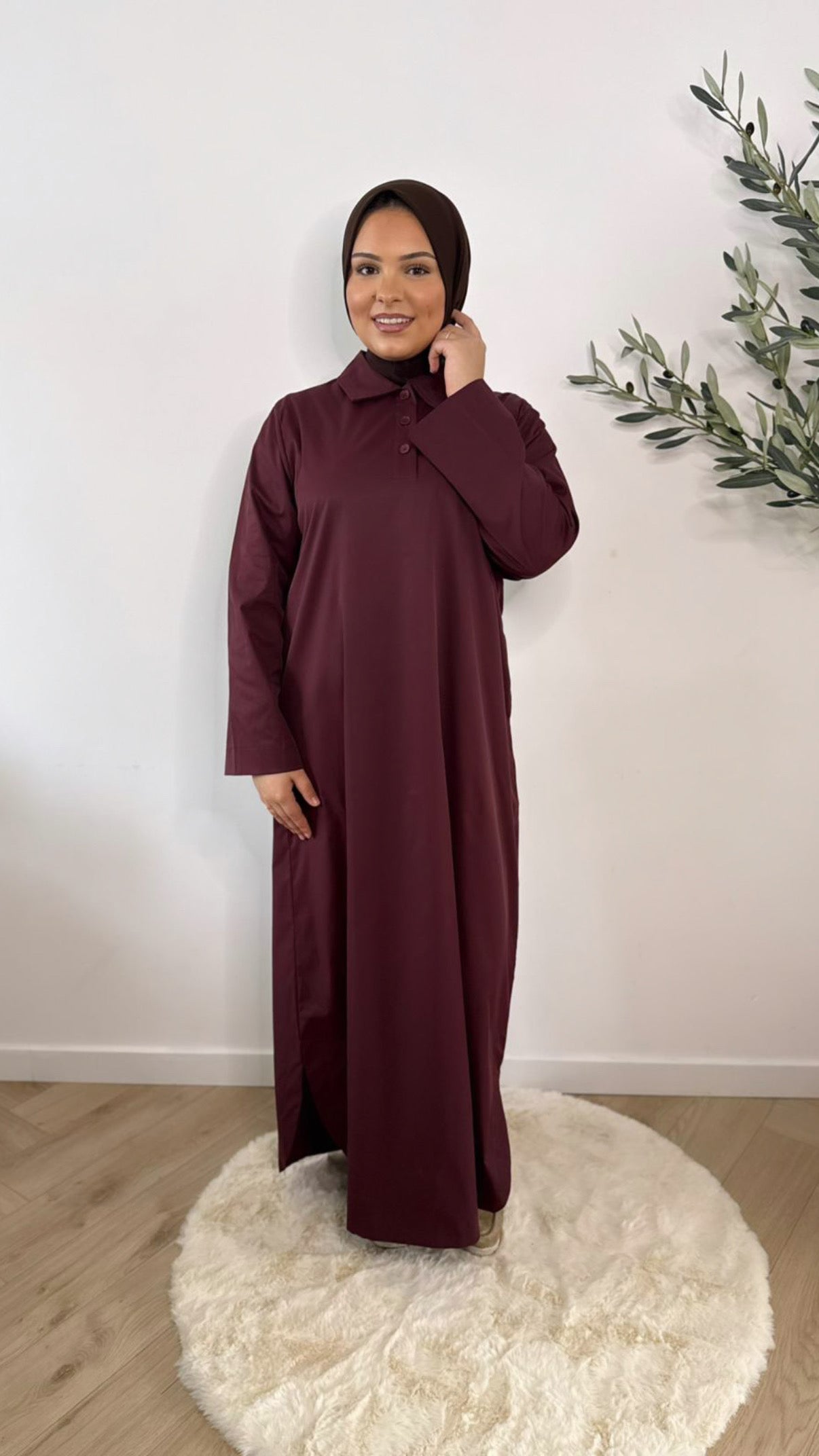 Classic button dress - Bordeaux