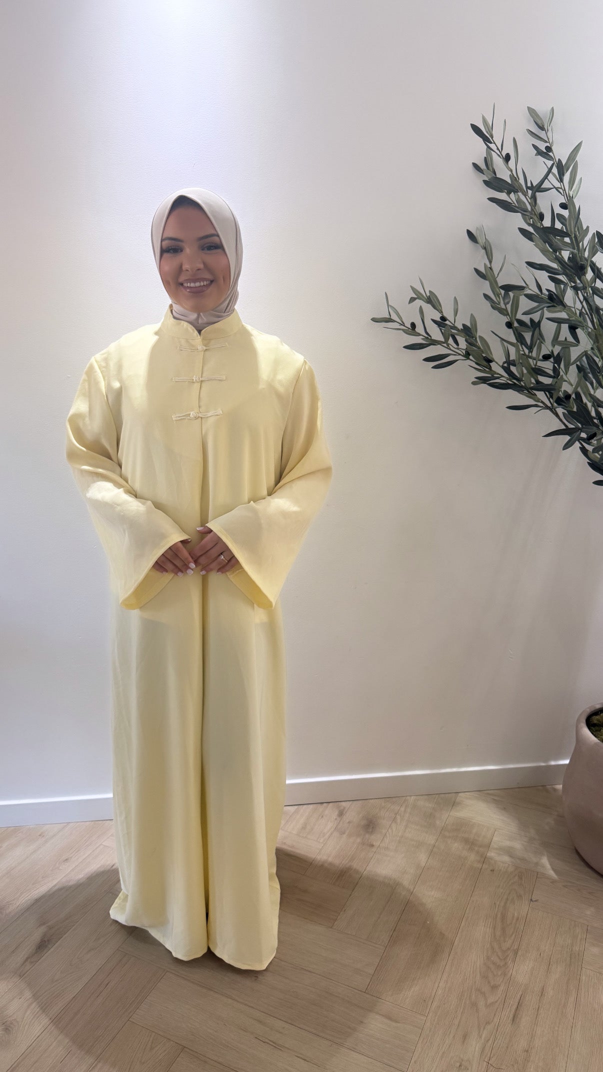 Button Dress - Butter Yellow