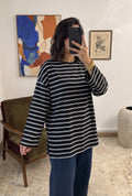 Everyday striped tee - black
