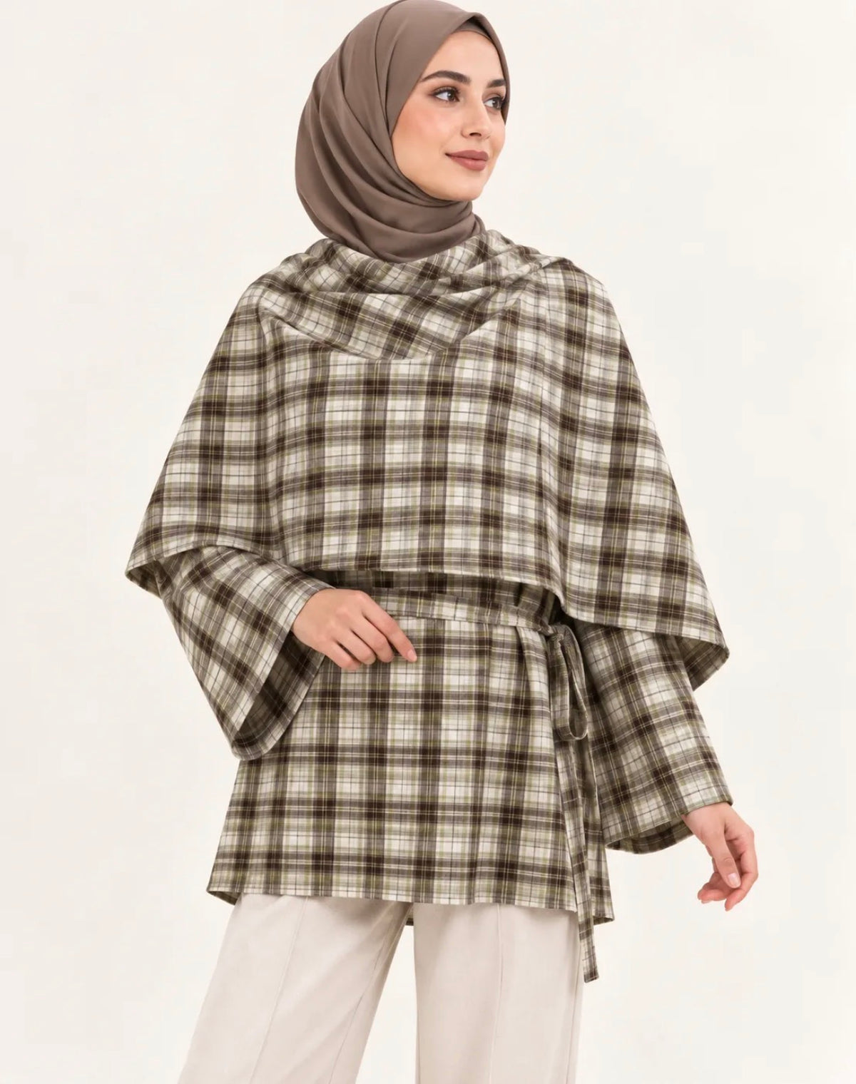 Checked blouse - brown