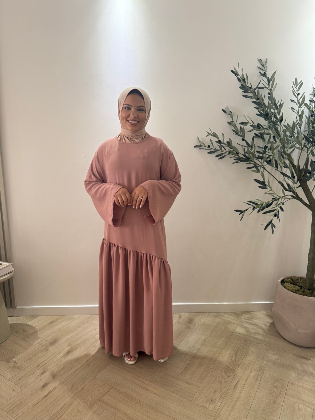 Draped dress - zalm