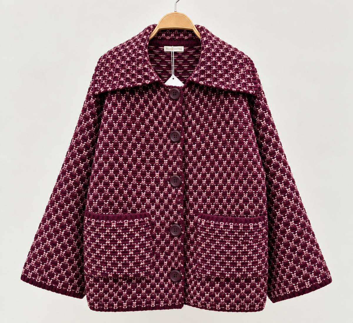 Woven cardigan - burgundy