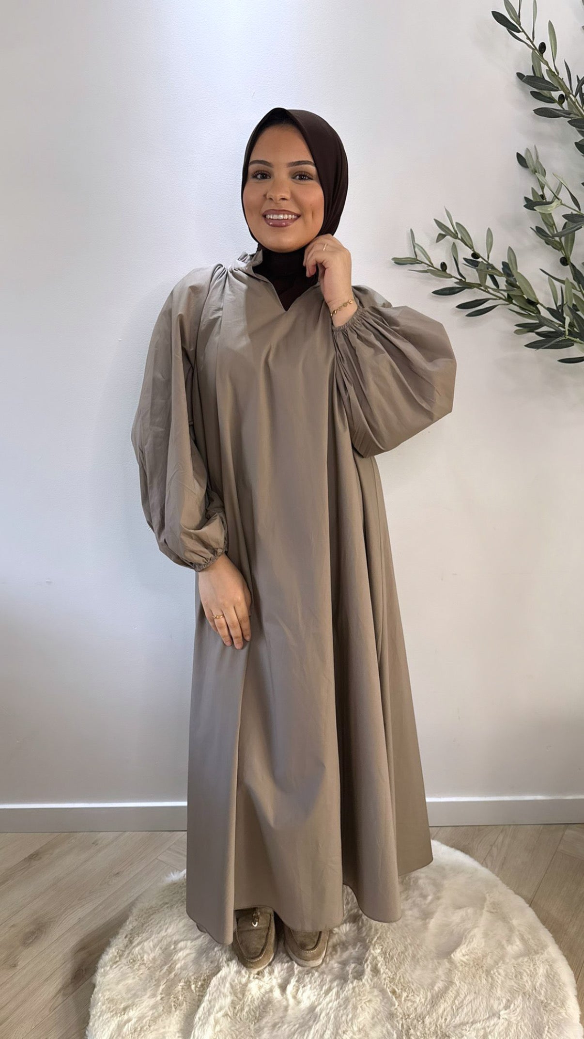 Crepe dress - taupe