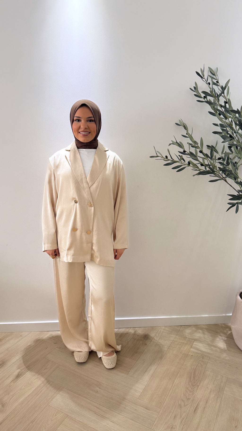 Satin twinset - beige