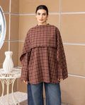 Checked blouse - burgundy