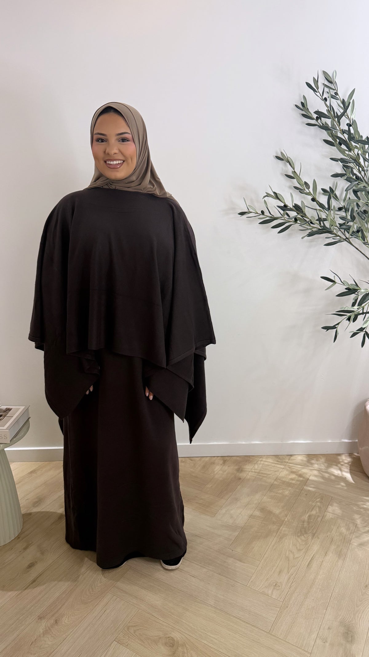 Drape poncho set - brown