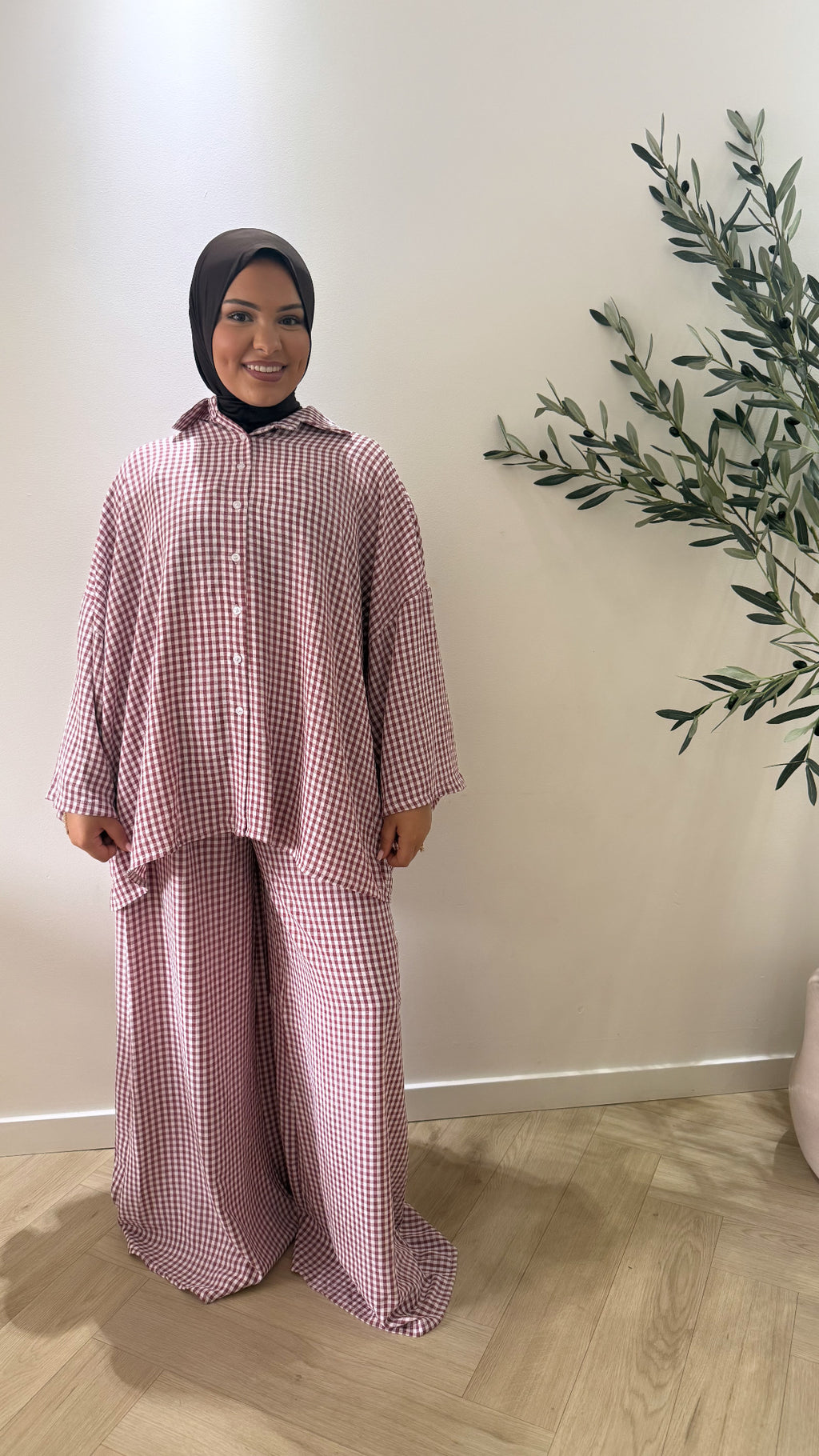 Checked twinset - Bordeaux