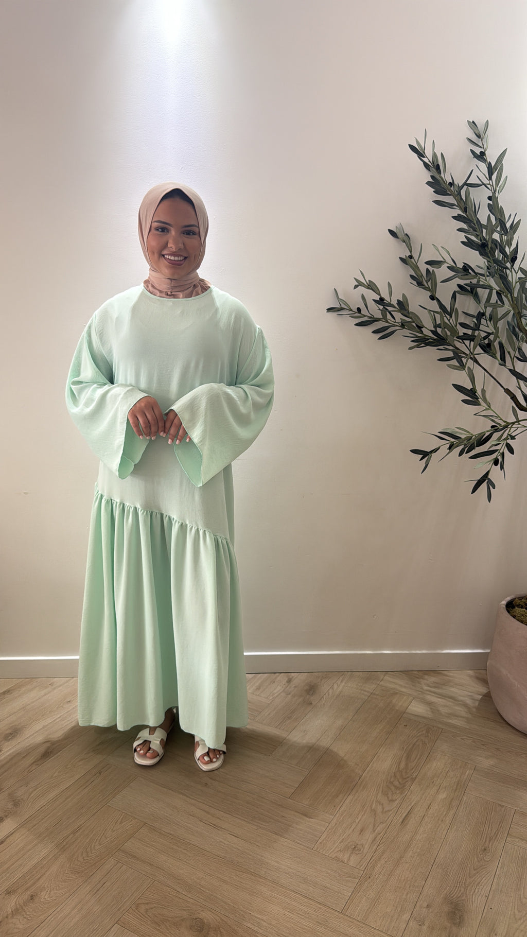 Draped dress - pastel mint