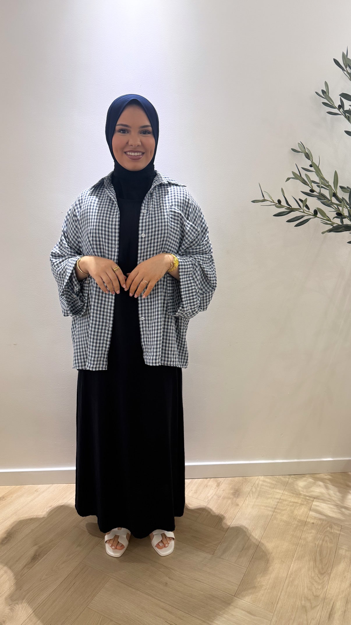 Ruitjes blouse - navy