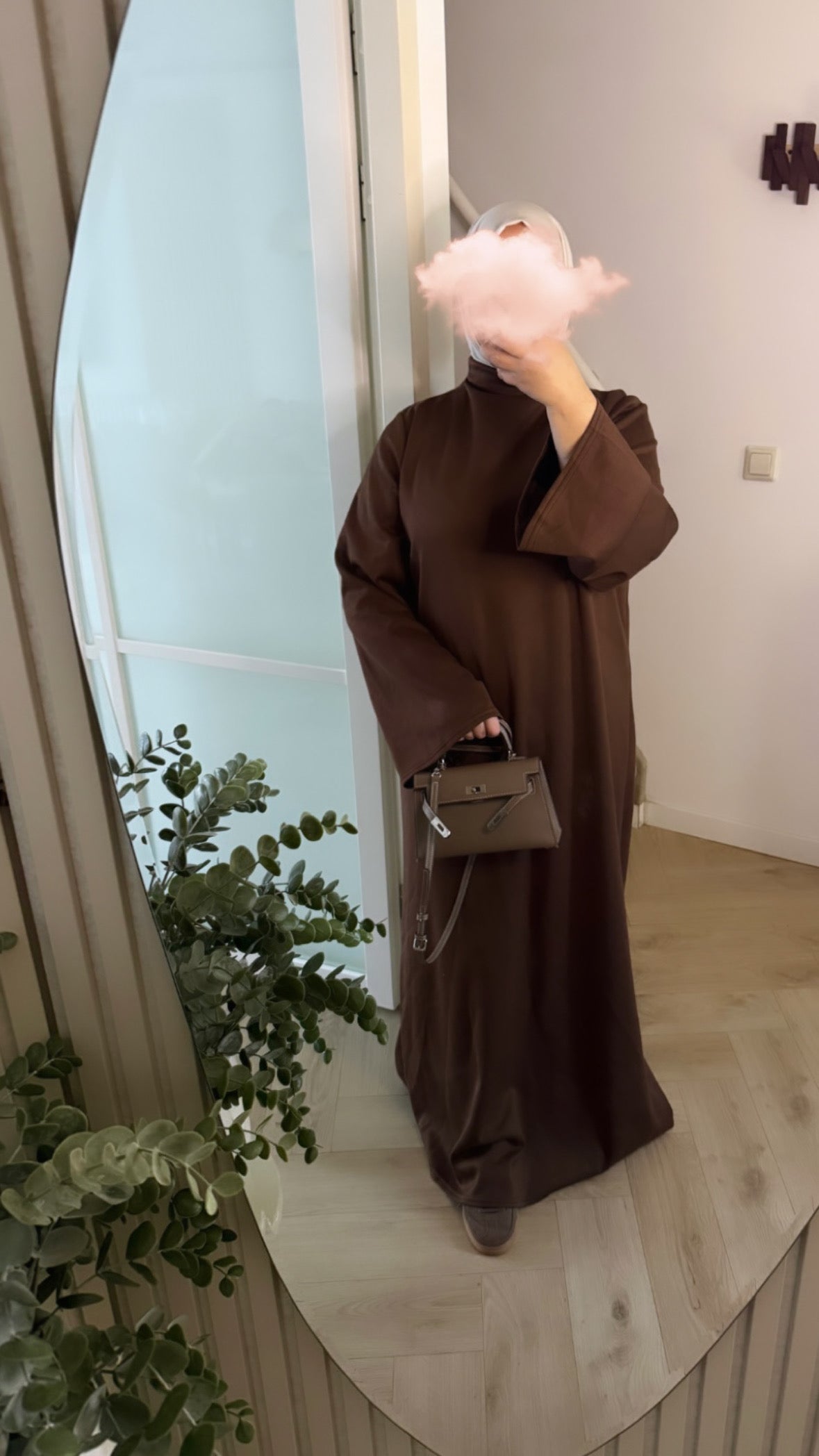 Classy jersey abaya met kol - bruin