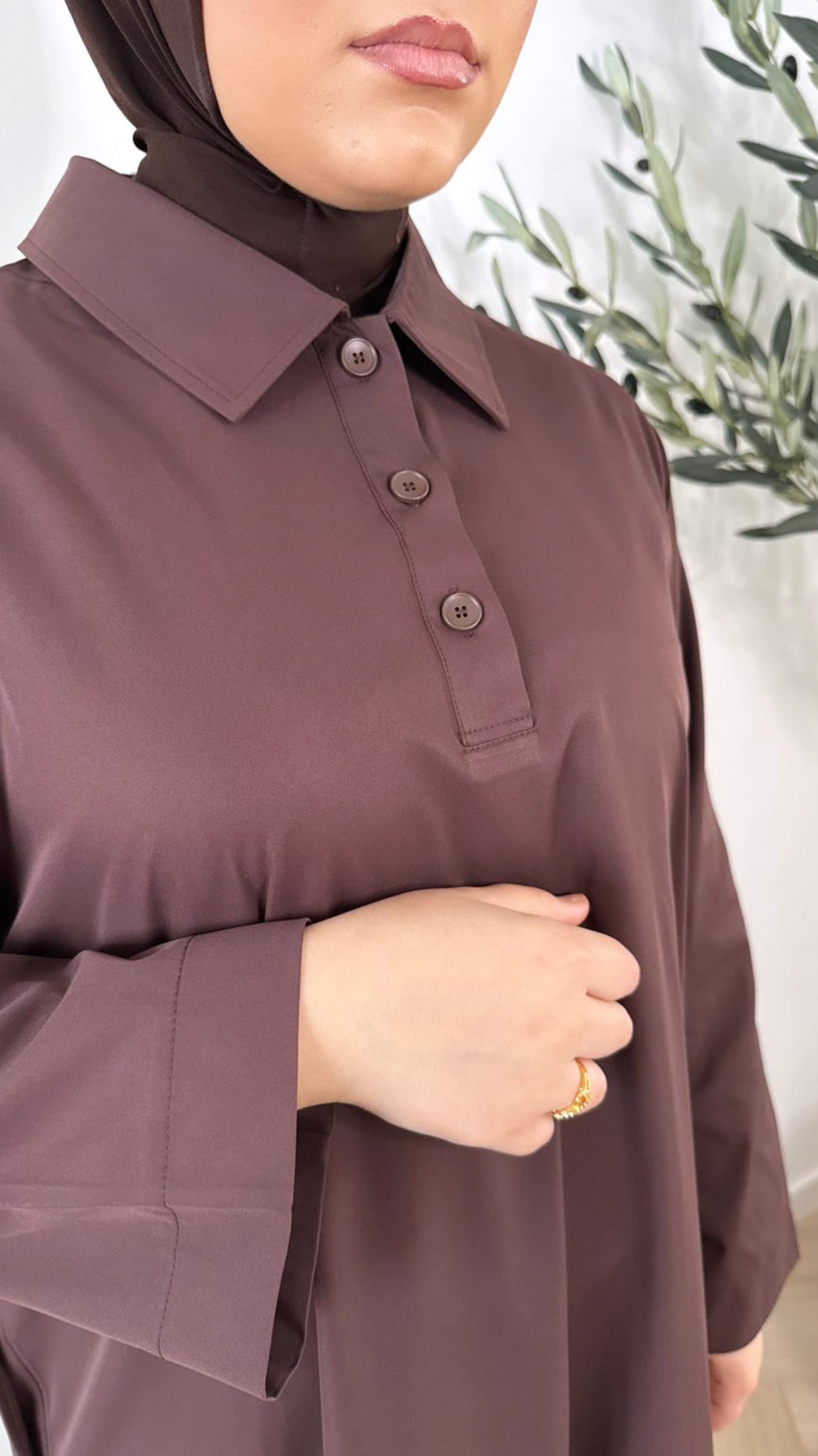 Classic button dress - brown