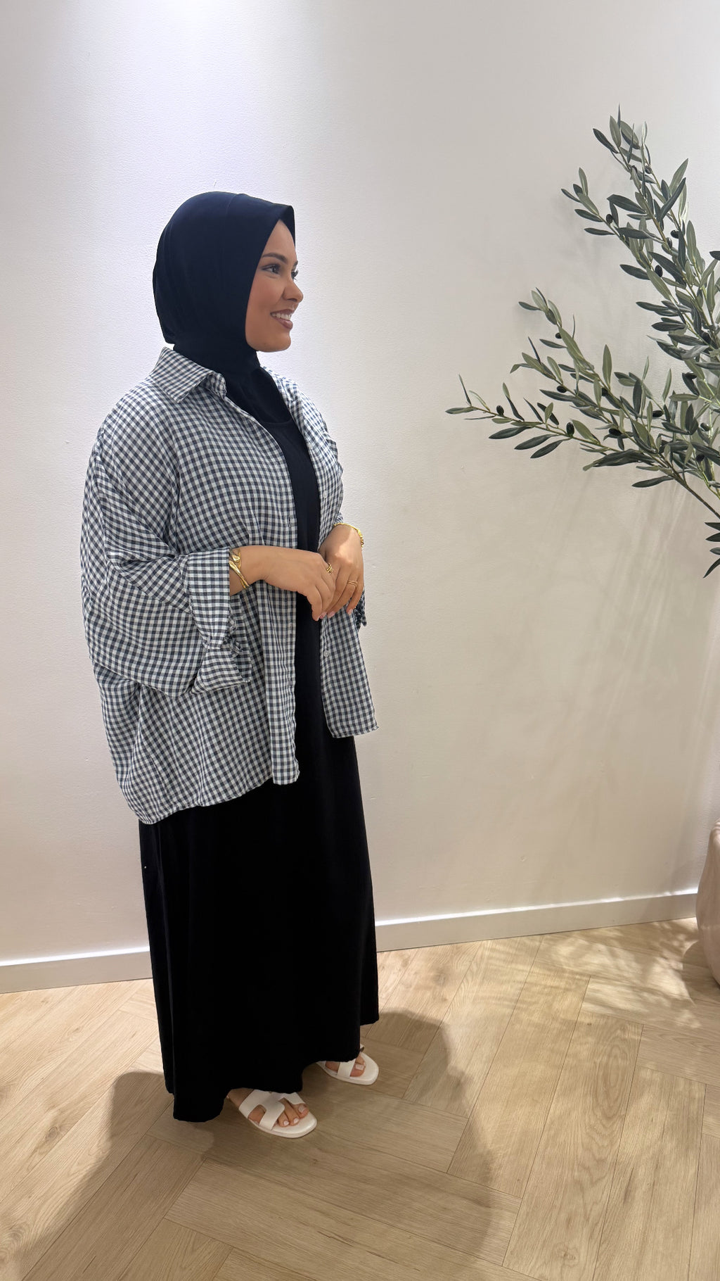 Ruitjes blouse - navy
