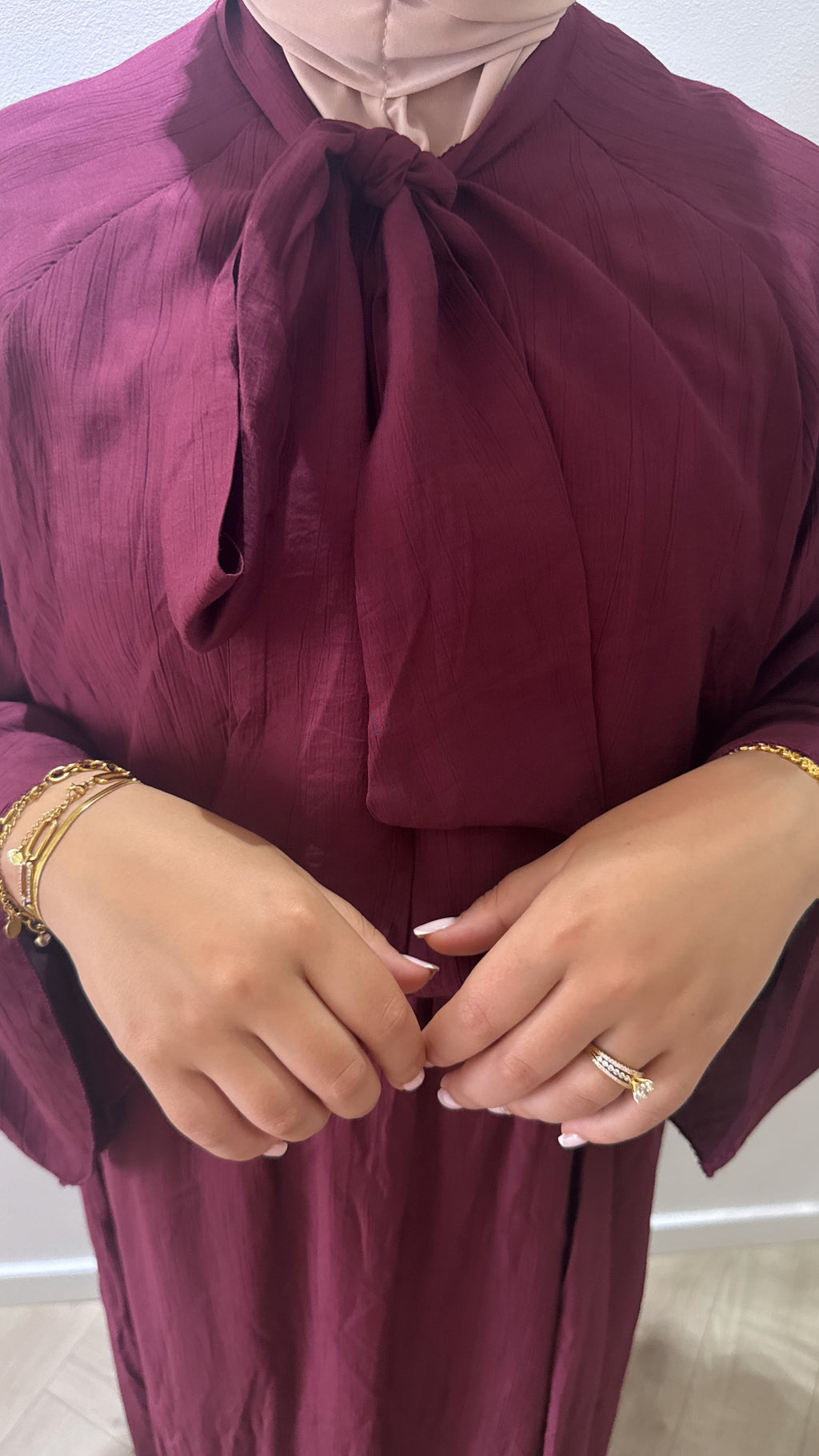 Bow twinset - burgundy