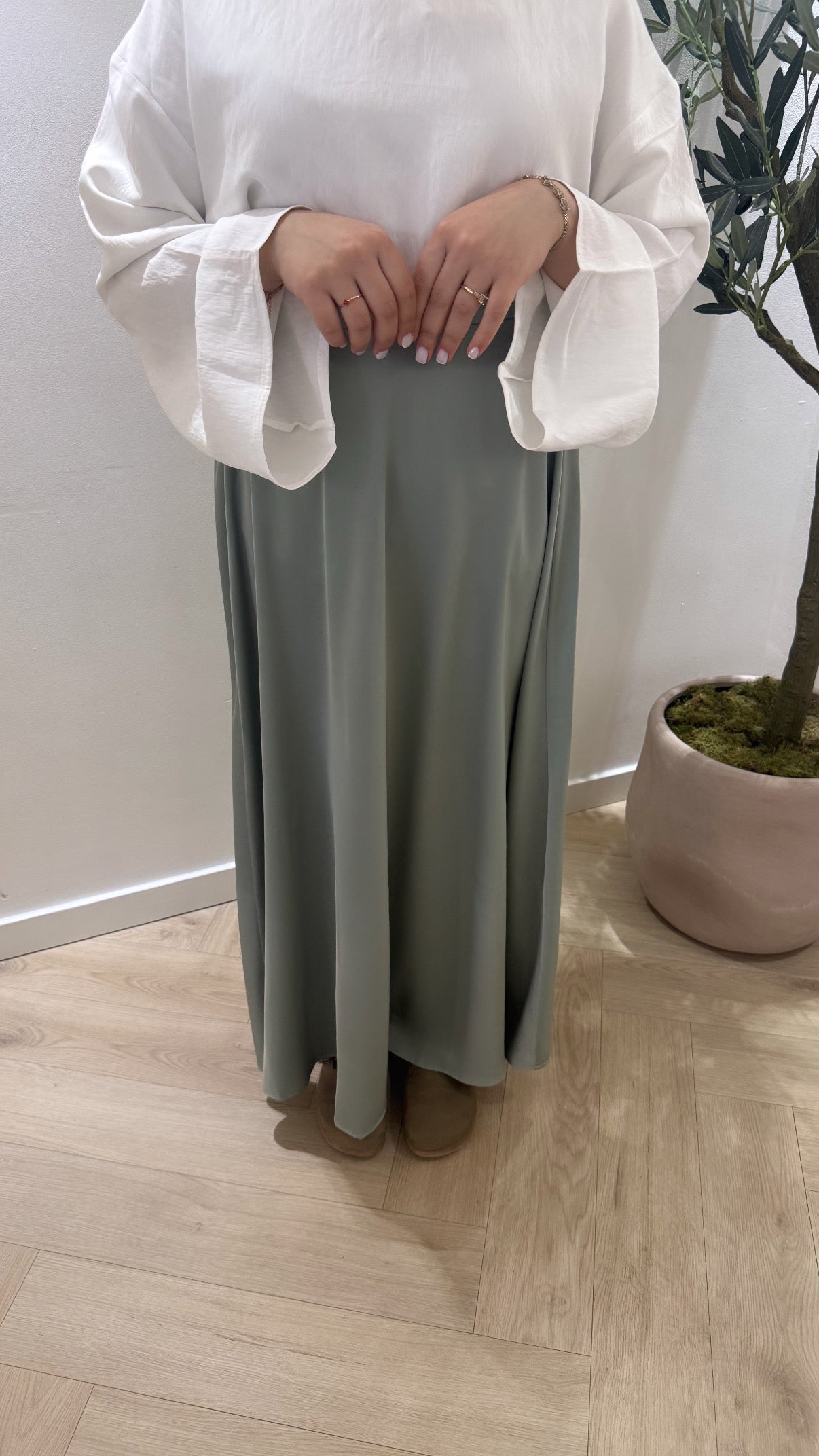 Satin Skirt - Eucalyptus