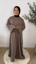 Wave sleeve abaya - taupe