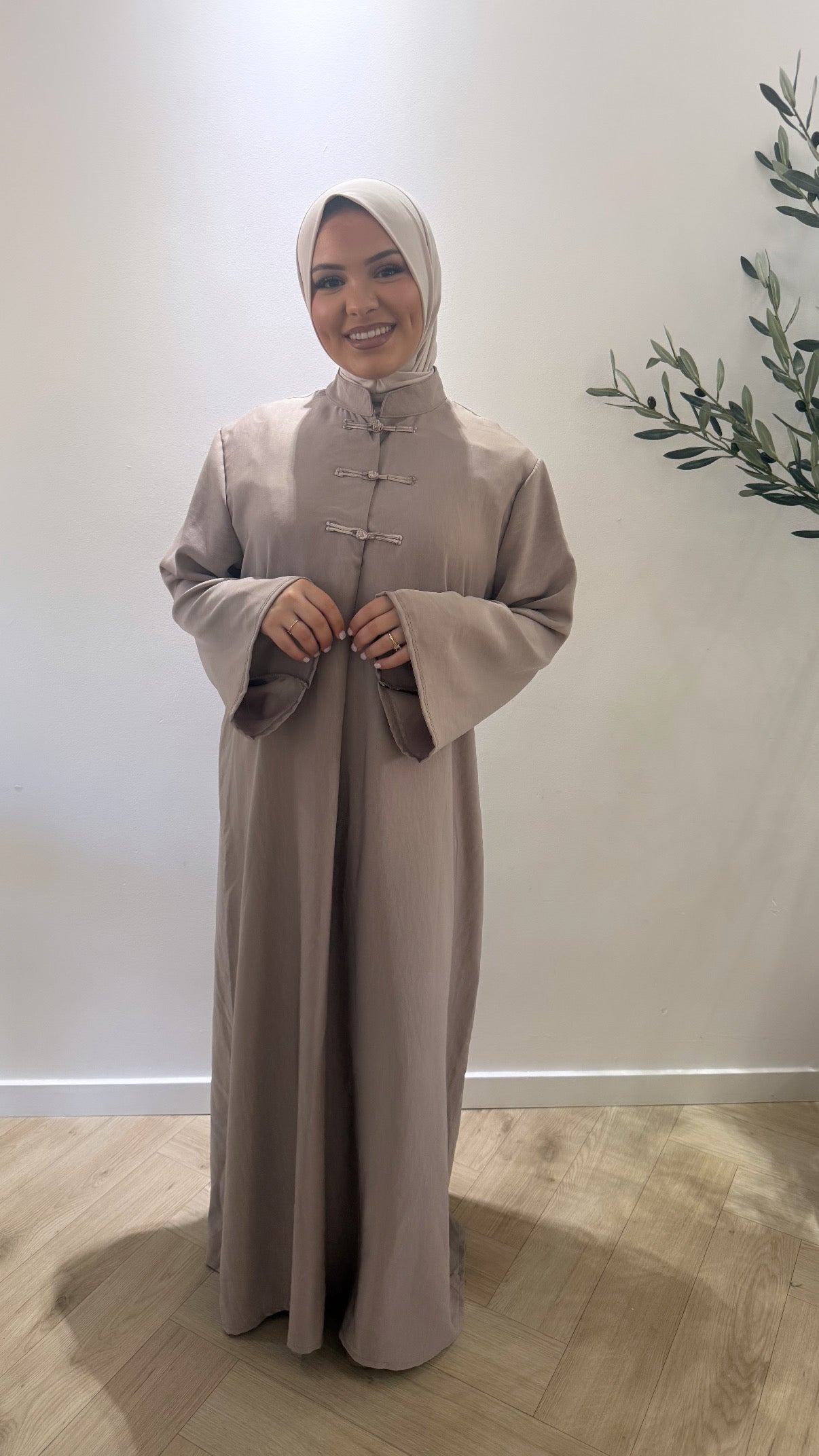 Button Dress - Taupe