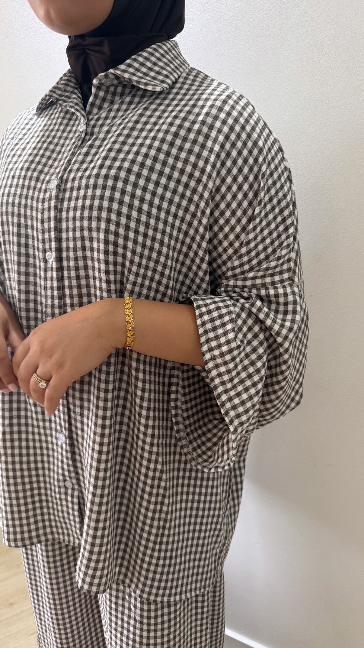 Checked twinset - brown