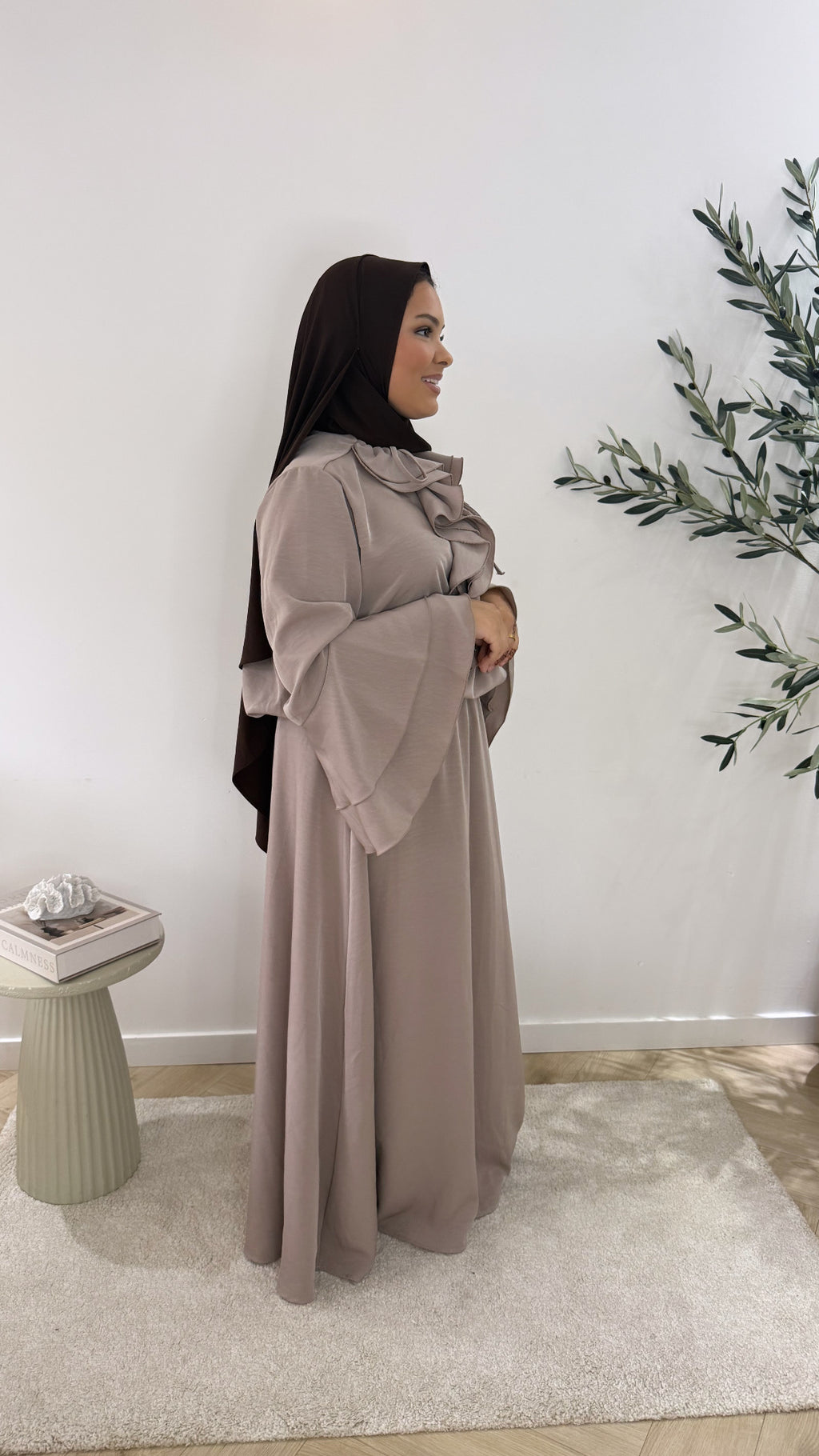 Ruffle twinset - taupe