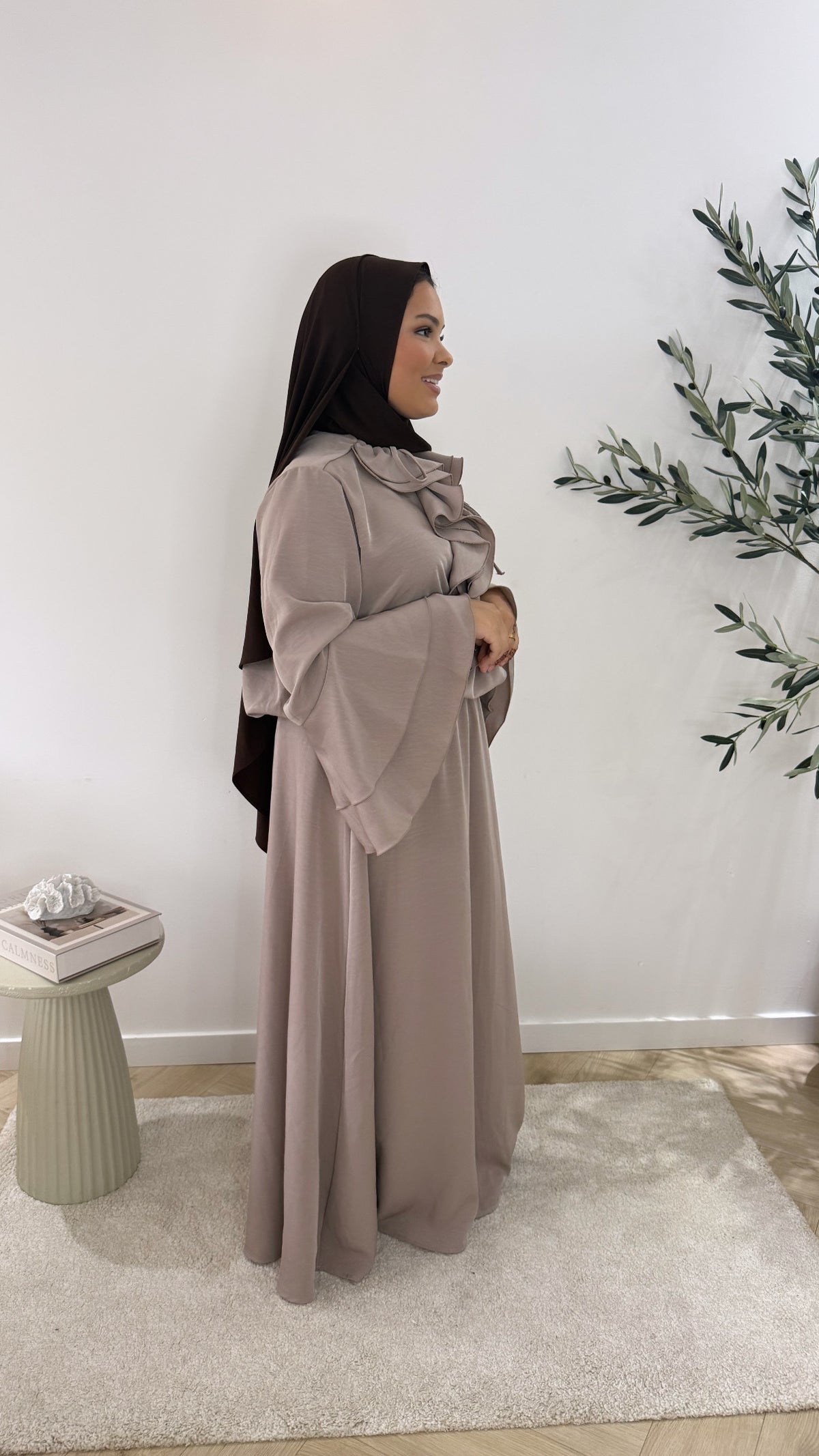 Ruffle twinset - taupe