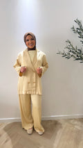 Satin twinset - yellow