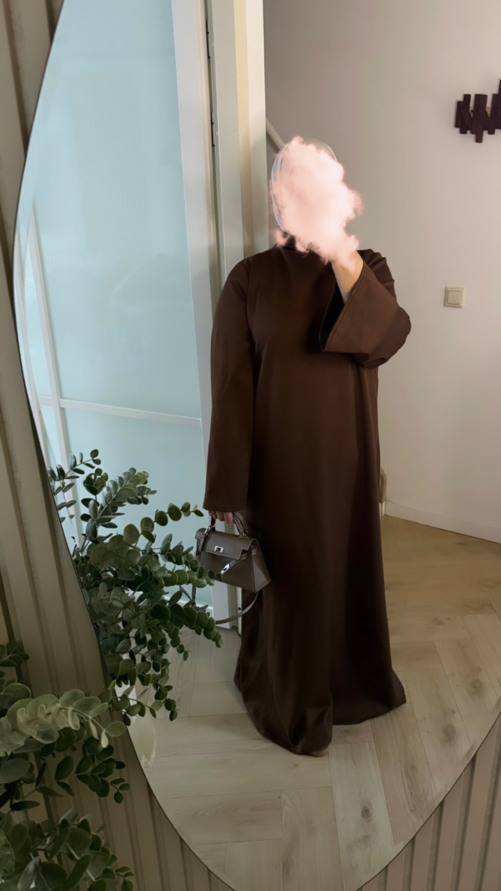 Classy jersey abaya met kol - bruin