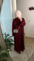Classy jersery abaya met kol - burgundy
