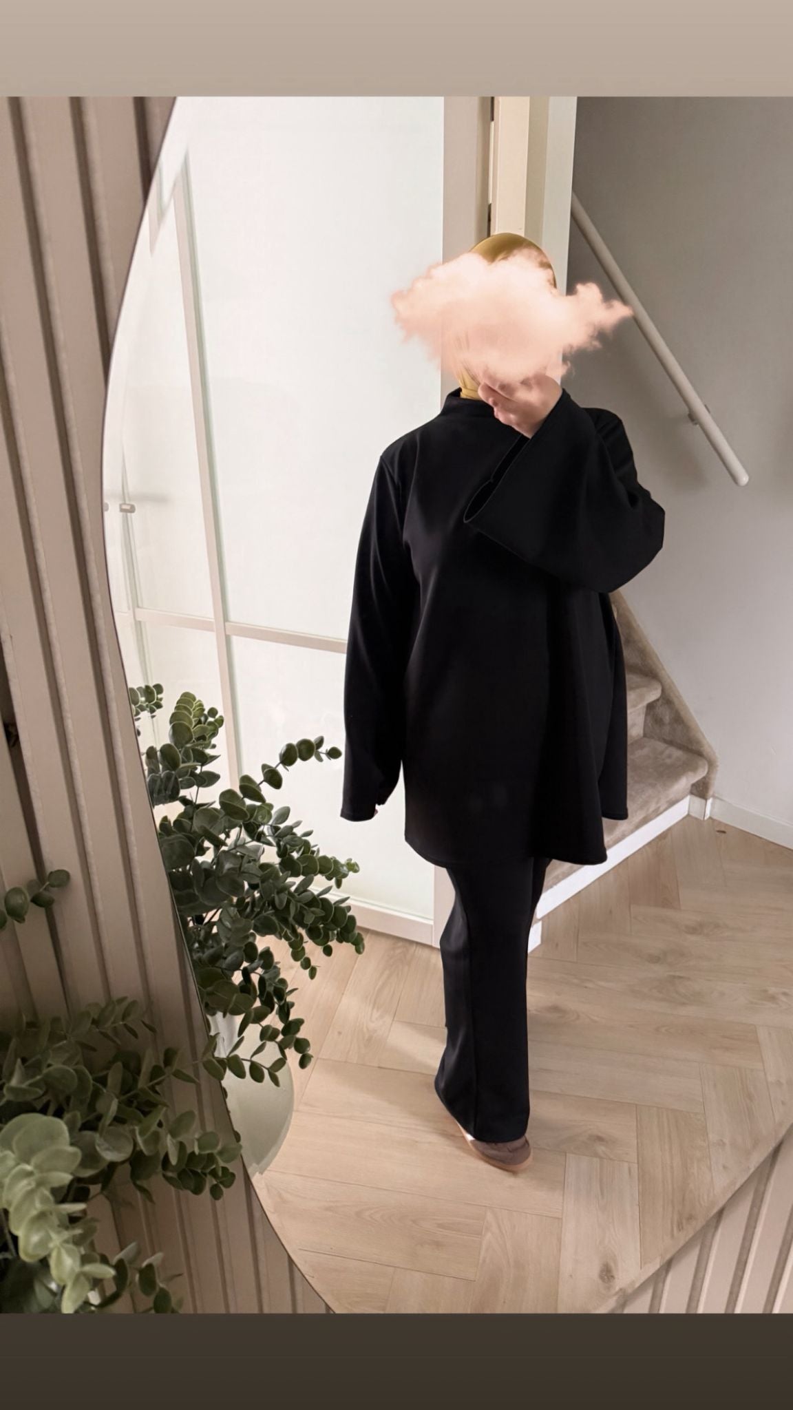 Classy jersey twinset met kol - zwart