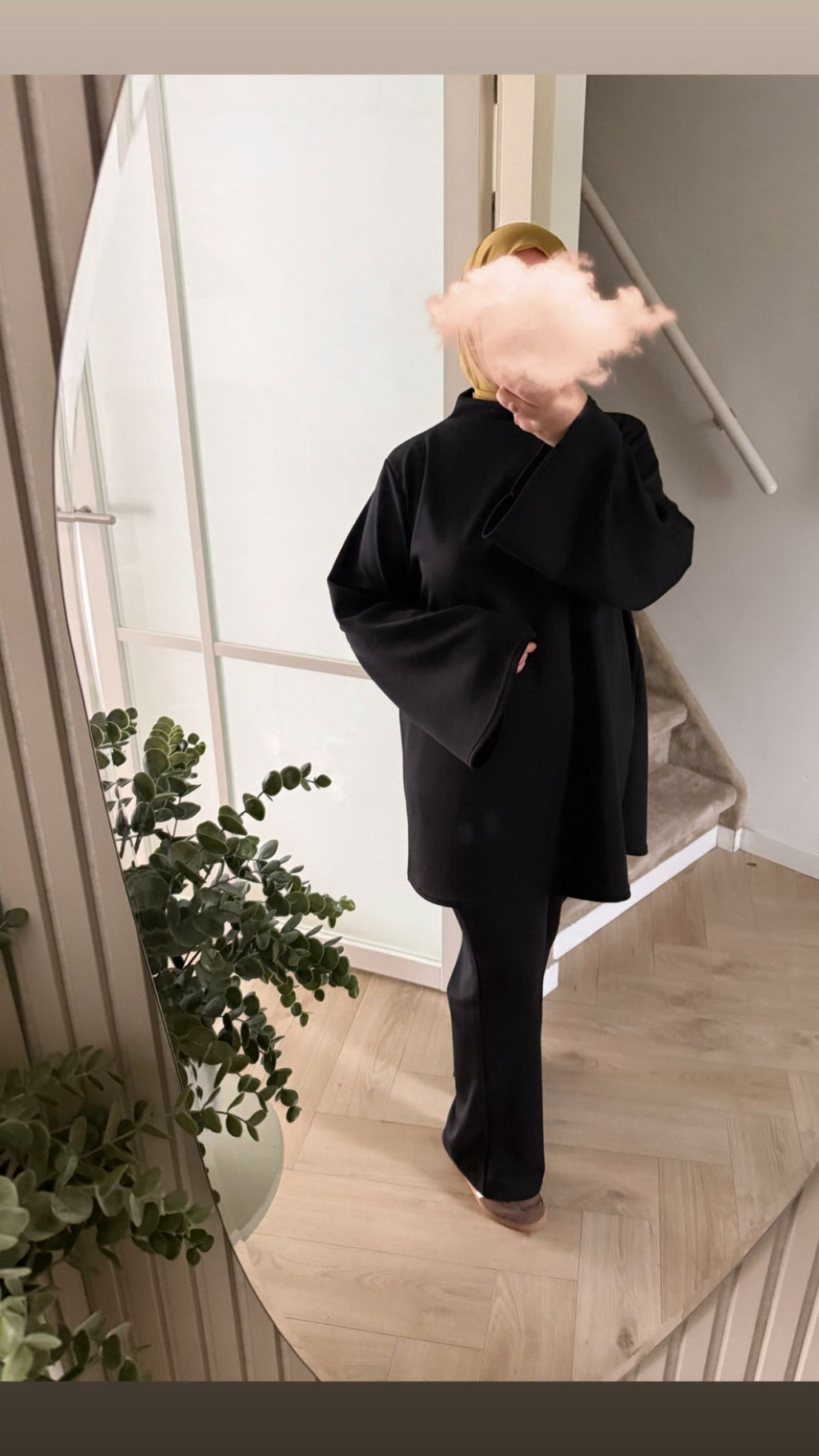 Classy jersey twinset met kol - zwart