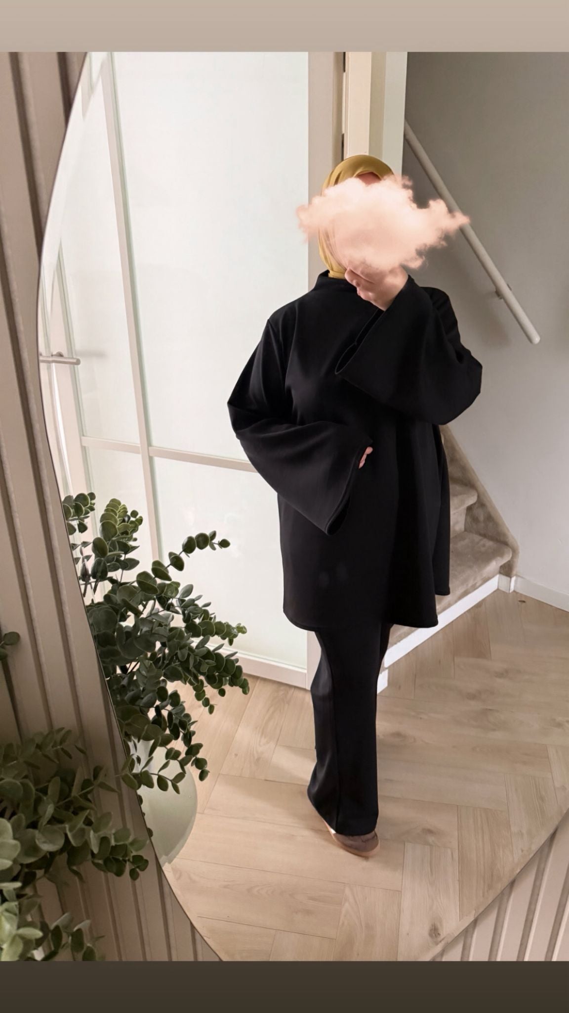 Classy jersey twinset met kol - zwart