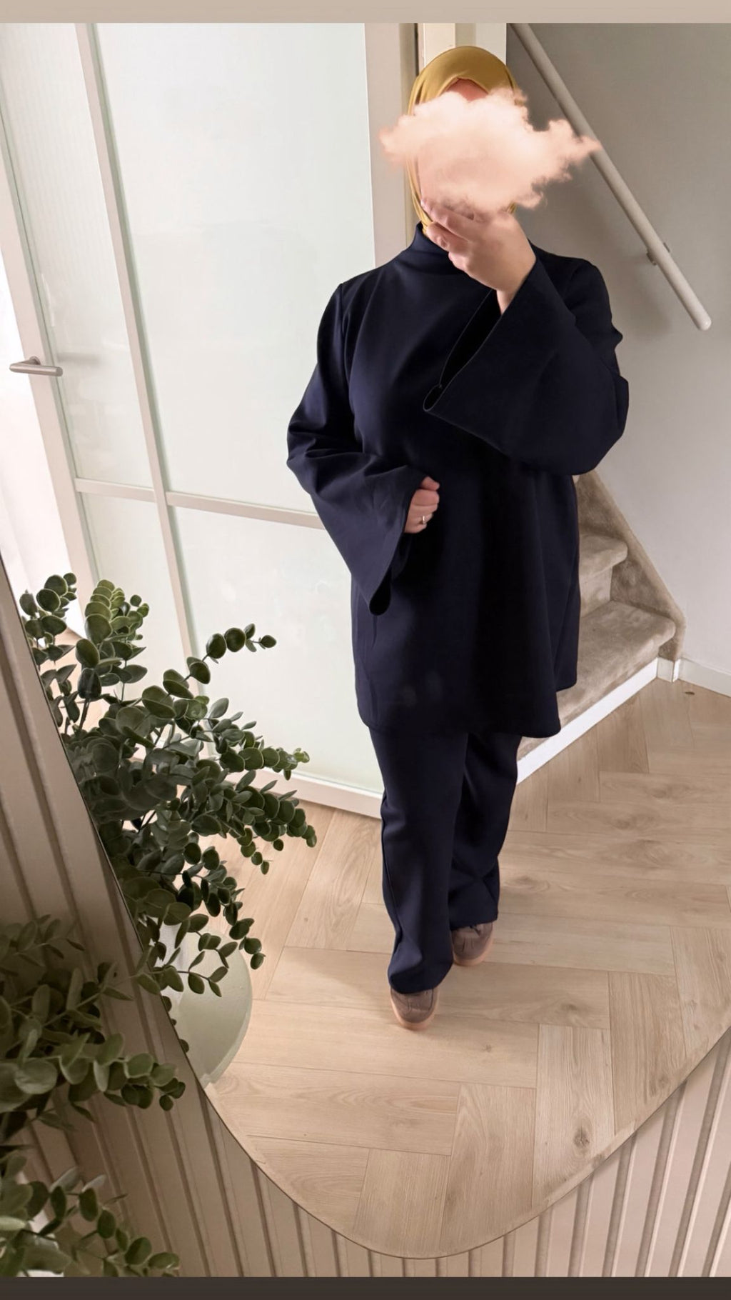 Classy jersey twinset met kol - navy